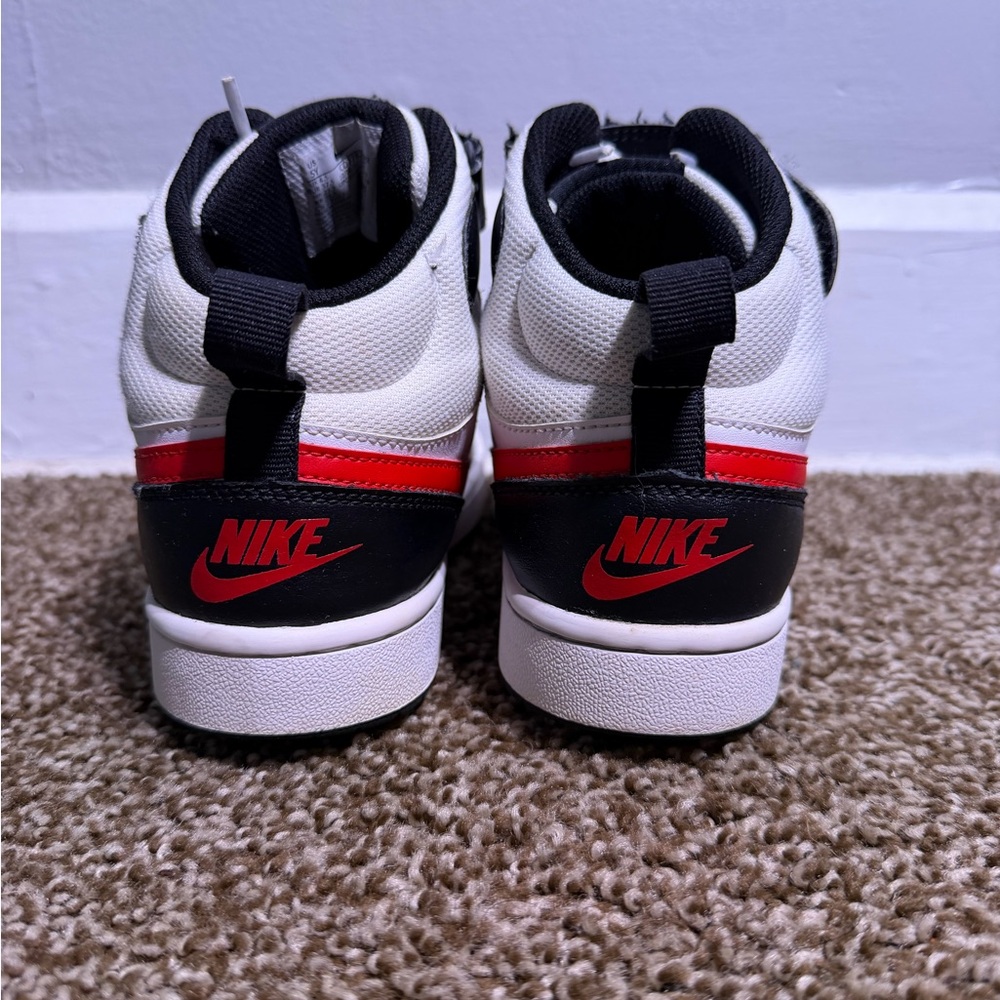 Nike White and Red Mid-Top Basketball Sneakers - Picture 3 of 6